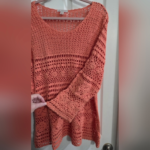 Dress Barn Coral Open-Knit Sweater - Picture 4 of 7